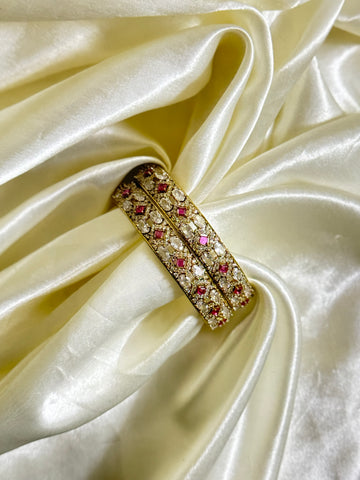 Victorian-Inspired Bangles with Stones and Diamond Look - Jewels by Meena
