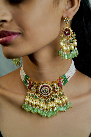 Mint Green Pachi Kundan Choker look