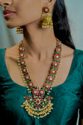 Exquisite Jadau Necklace with Floral and Leaves Design in (18K Gold Plated) - Jewels by Meena