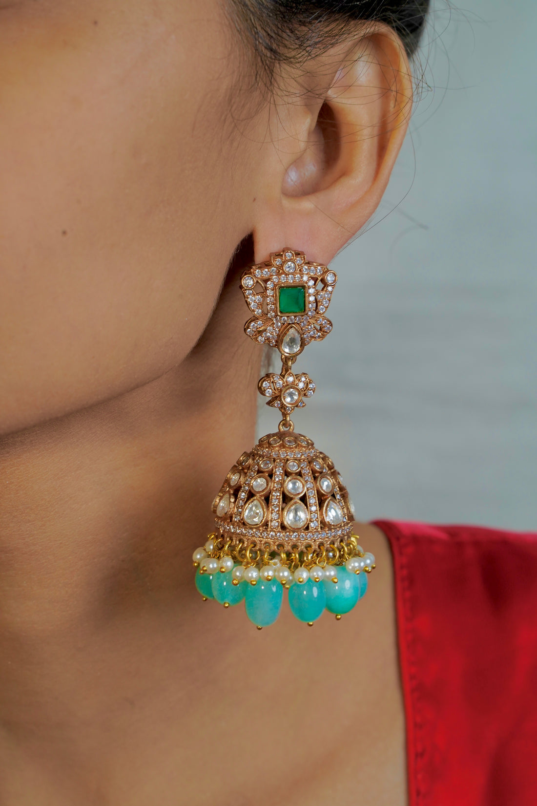 Victorian Grand Pastel Jhumka - Jewels by Meena