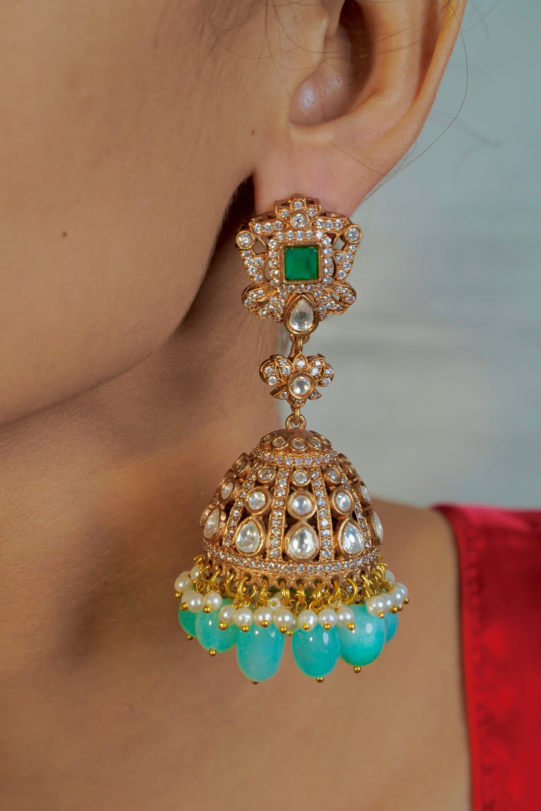 Victorian Grand Pastel Jhumka - Jewels by Meena