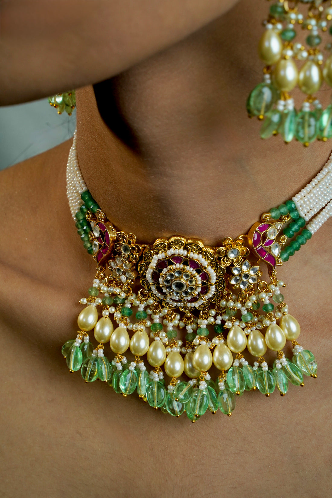 Mint Green Pachi Kundan Choker look
