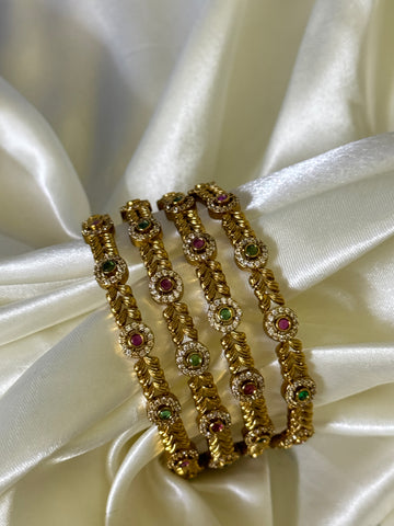 Kemp AD Gold Bangles - Set of 4 - Jewels by Meena
