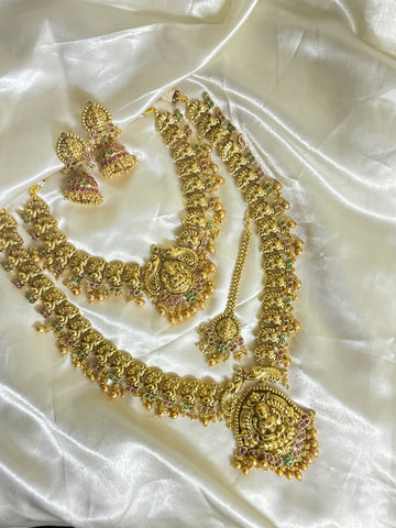 Bridal Temple Golden Combo Set in Gold Beads