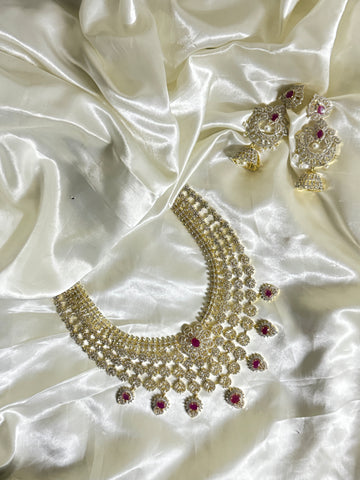 Victorian Red Stone Elegance Necklace (combo) - Jewels by Meena