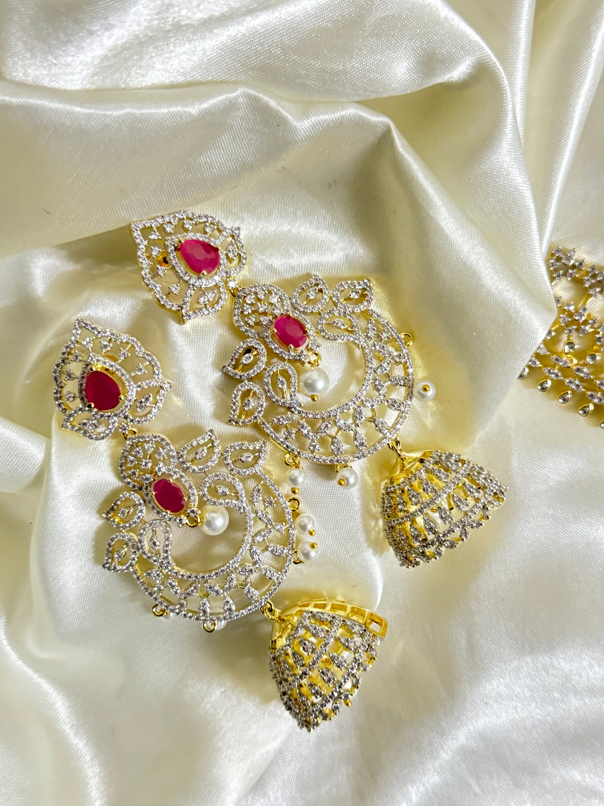 Victorian Red Stone Elegance Necklace (combo) - Jewels by Meena