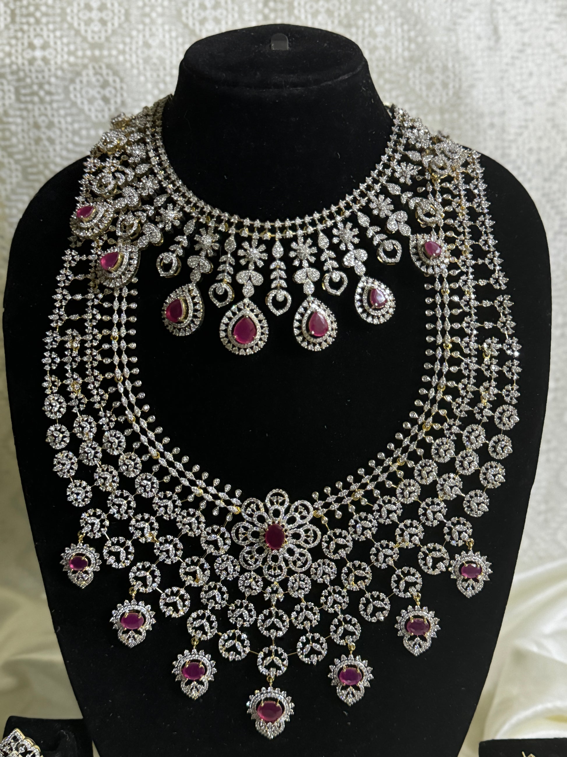 Victorian Red Stone Elegance Necklace (combo) - Jewels by Meena