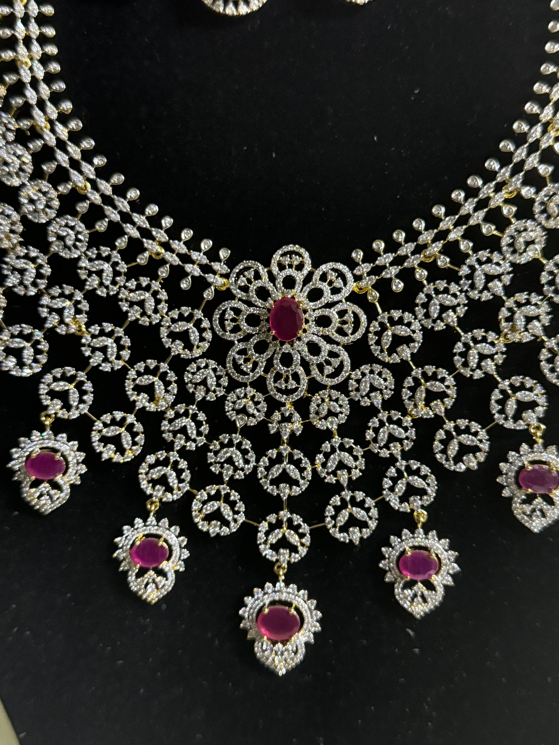 Victorian Red Stone Elegance Necklace (combo) - Jewels by Meena