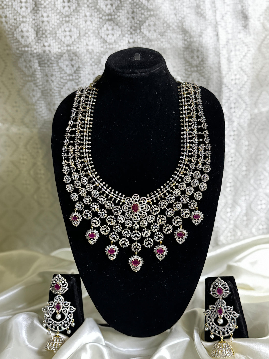Victorian Red Stone Elegance Necklace (combo) - Jewels by Meena