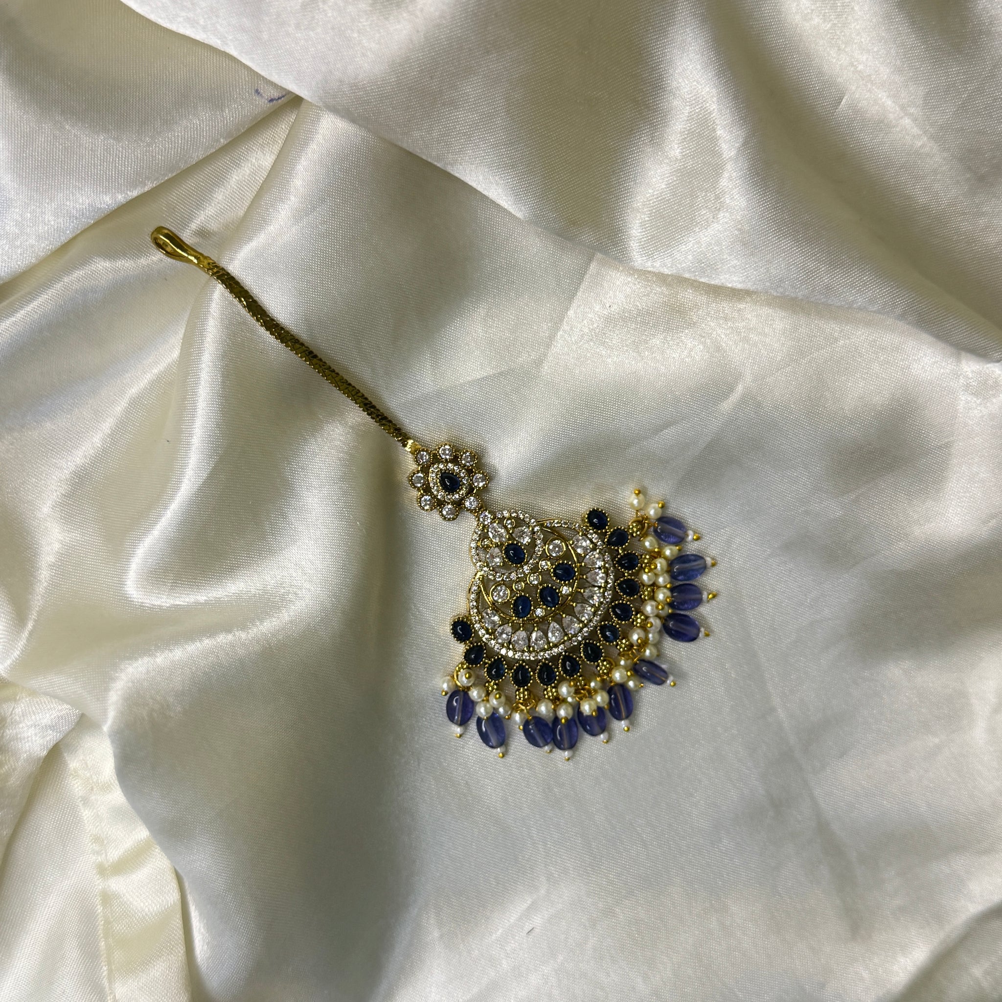 Victorian Maangtikka with Purple Stones & Elegant Purple Beads