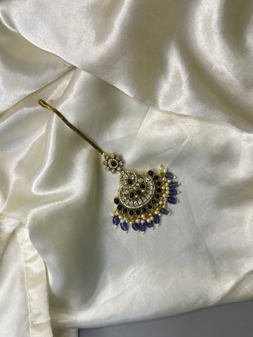 Victorian Maangtikka with Purple Stones & Elegant Purple Beads