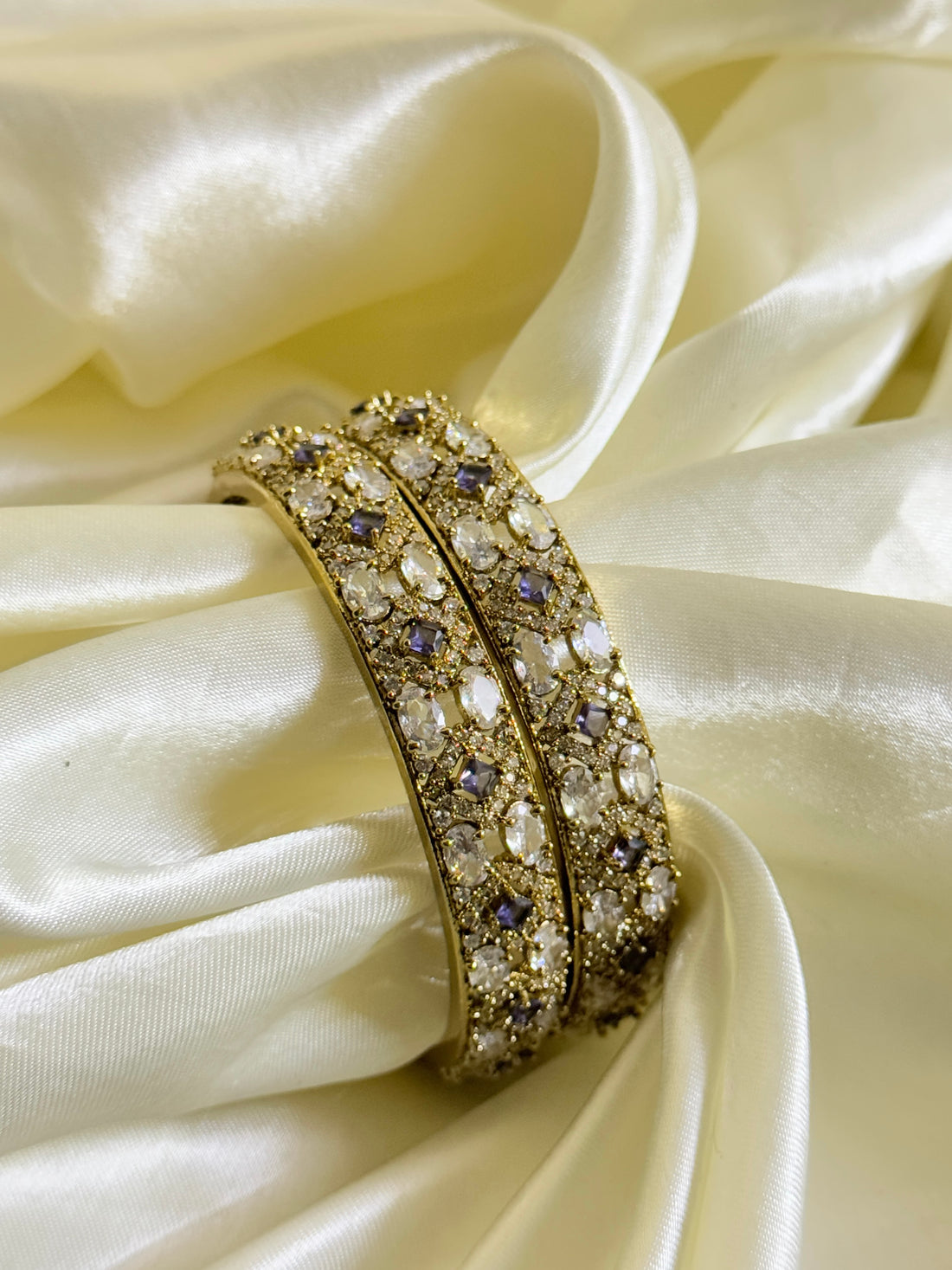 Victorian-Inspired Bangles with Stones and Diamond Look