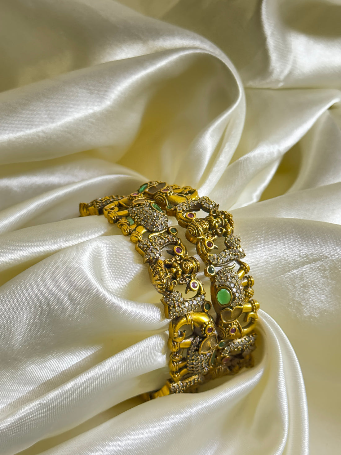 Elephant and Lakshmi Bangles with Dazzling Diamond Effect