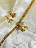 Vintage-Inspired Floral Necklace with White Beads - Jewels by Meena