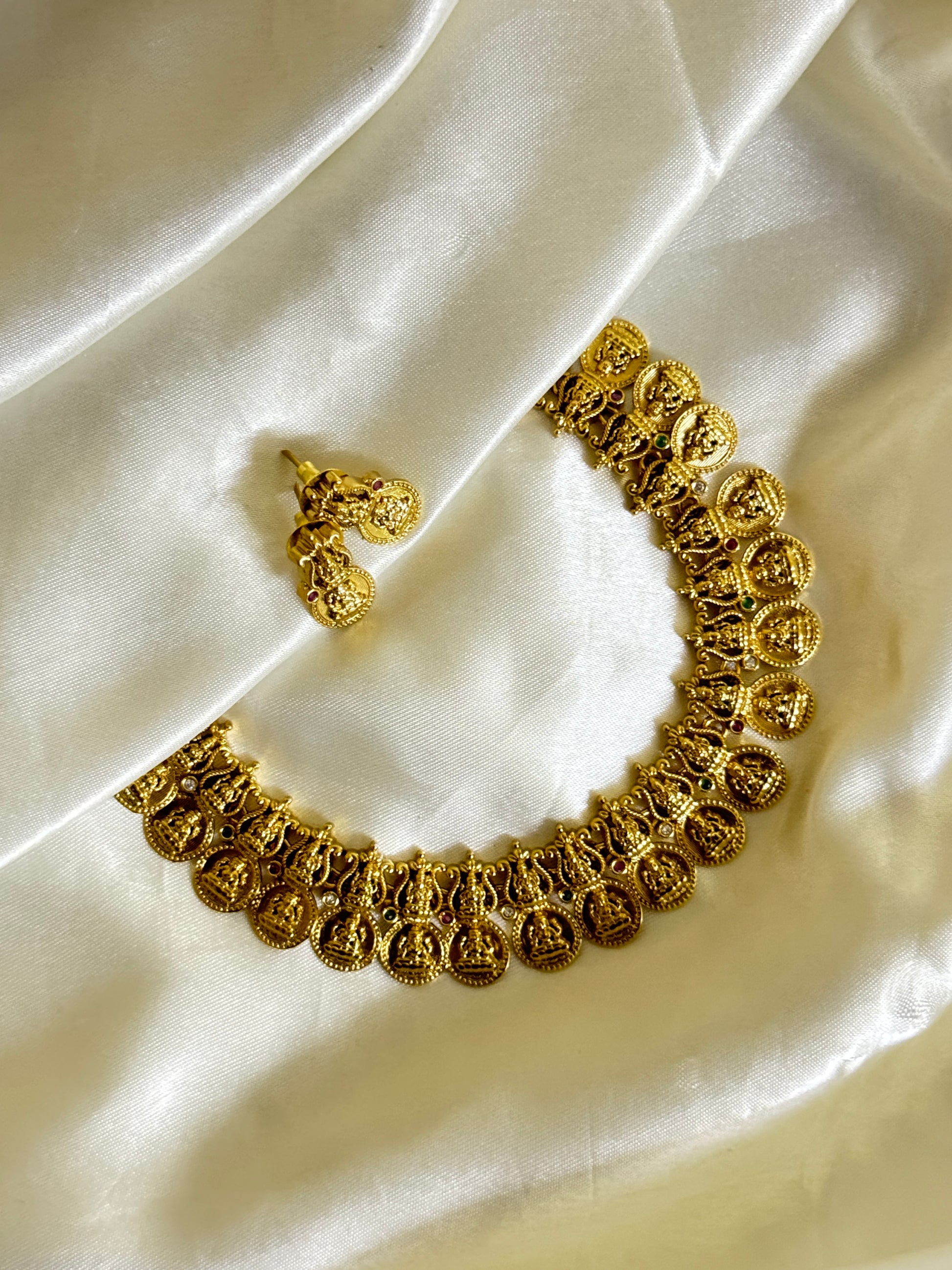 Vintage Lakshmi Coin Necklace - Regal Charm - Jewels by Meena