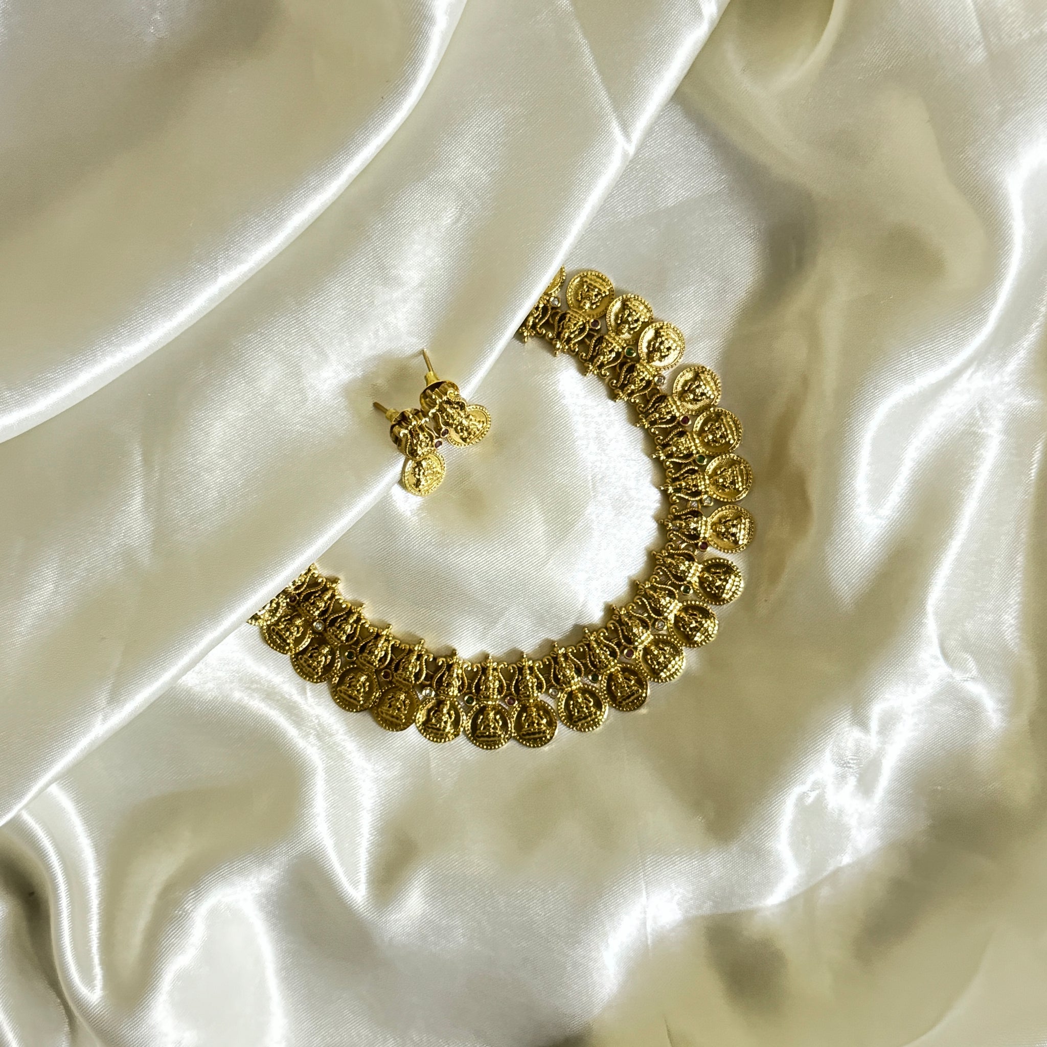Vintage Lakshmi Coin Necklace - Regal Charm - Jewels by Meena