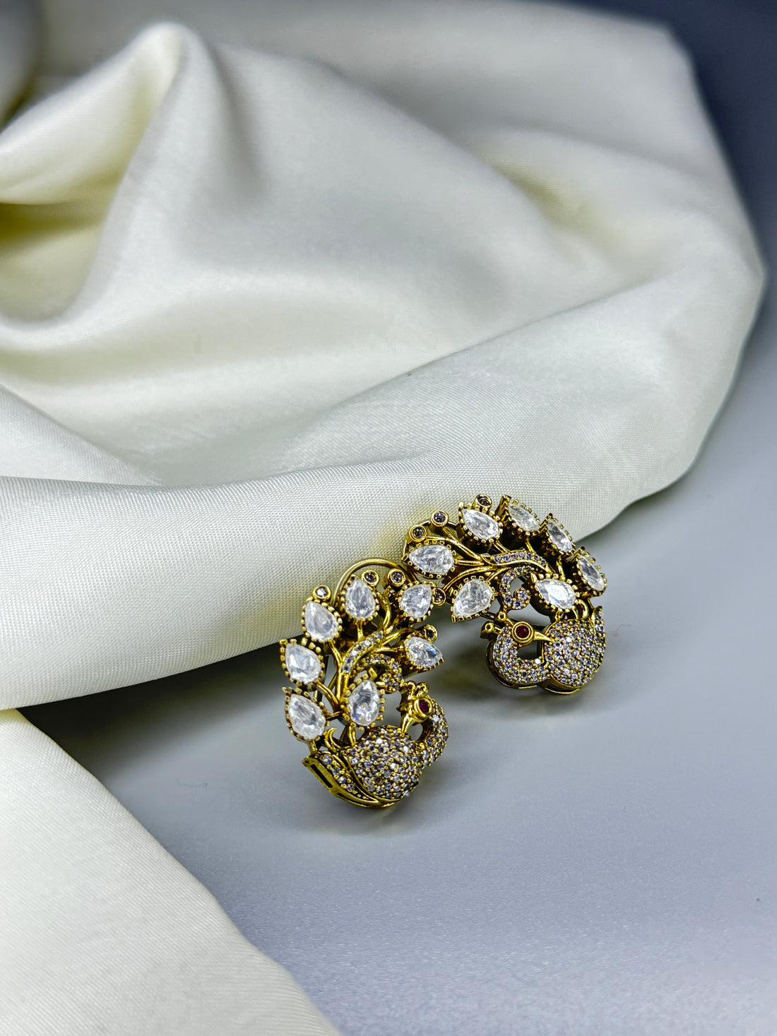 Peacock Diamond & Stone AD Earrings – Majestic Elegance - Jewels by Meena