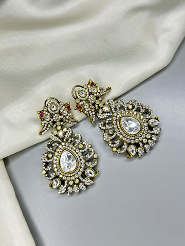 Exquisite Diamond & Stone Floral AD Earrings – A Blooming statement
