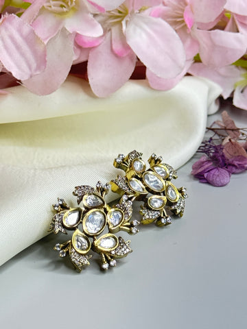 Diamond Floral AD Earrings – Nature-Inspired Elegance" - Jewels by Meena