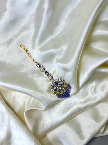Elegant Purple Stone Maangtikka with Crystal Finish & Delicate Design
