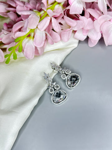 "Elegant AD Earrings with Dazzling Crystal Stones" - Jewels by Meena