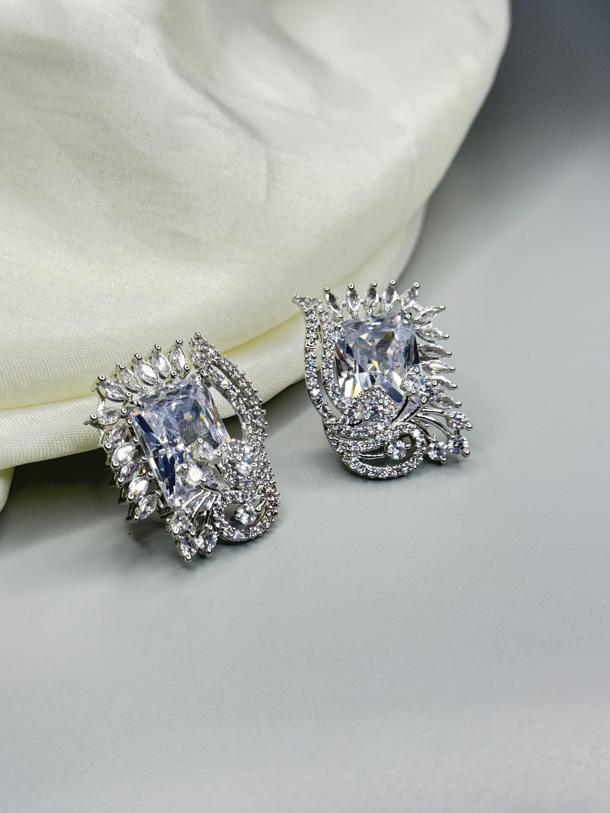 Sparkling Clear Stone Earrings - Effortless Glamour" - Jewels by Meena