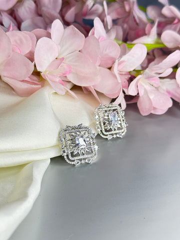 "Glittering Clear Stone Earrings - Refined Elegance" - Jewels by Meena