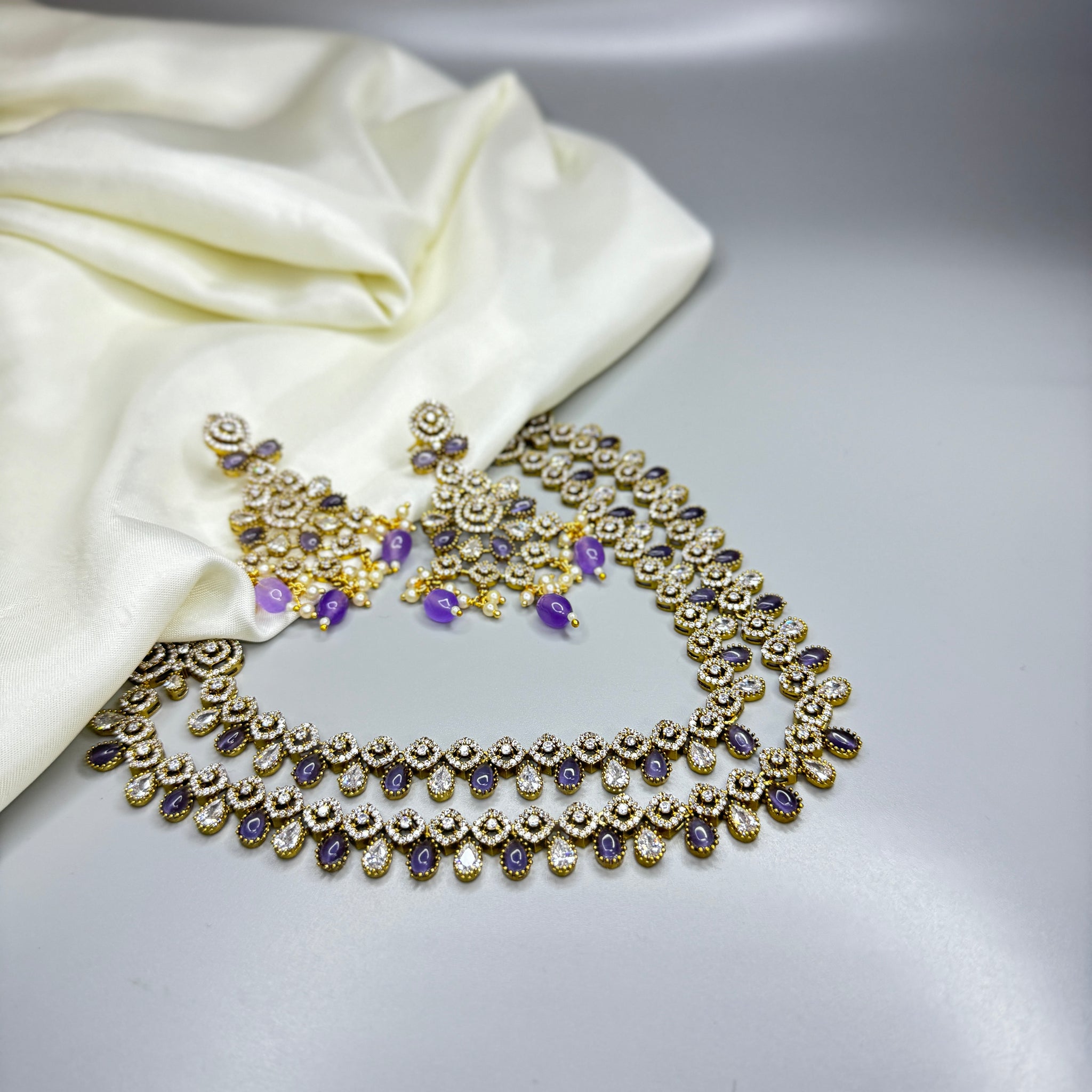 Victorian Purple Stone Beauty with Crystal Finish