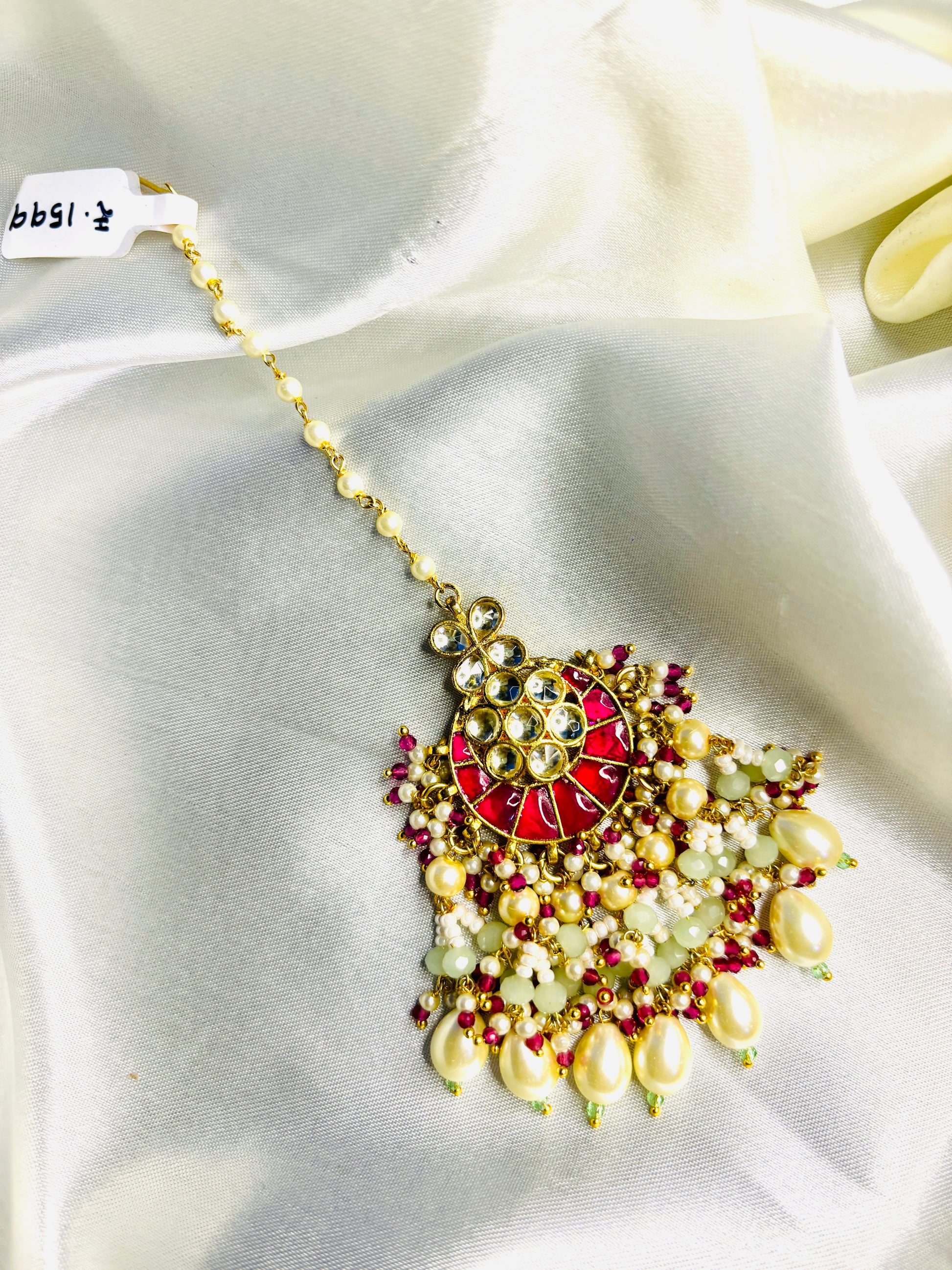 Bridal Mint Green Pachi Kundan Maangtikka - Jewels by Meena