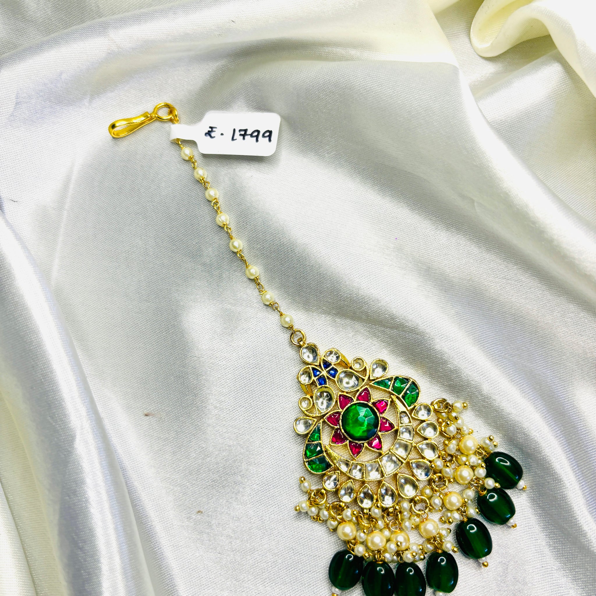 Bridal Green Pachi Kundan Maangtikka - Jewels by Meena