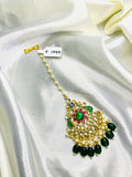 Bridal Green Pachi Kundan Maangtikka - Jewels by Meena