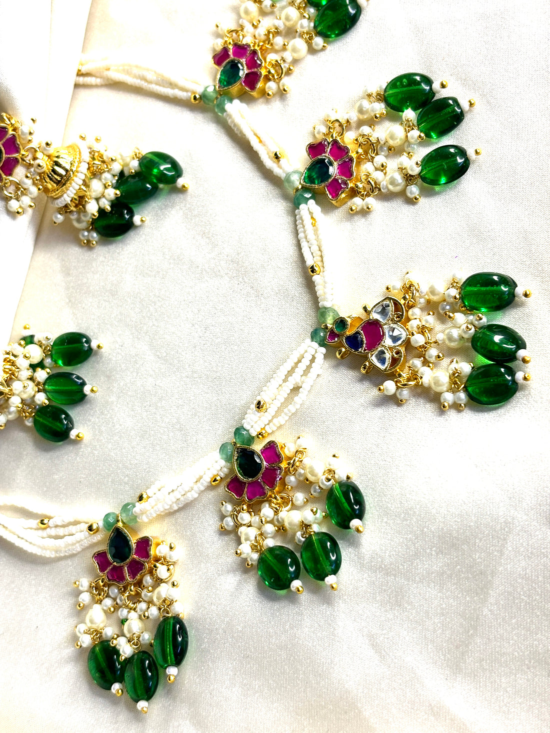 Royal Pachi Kundan with Green Beeds - Jewels by Meena
