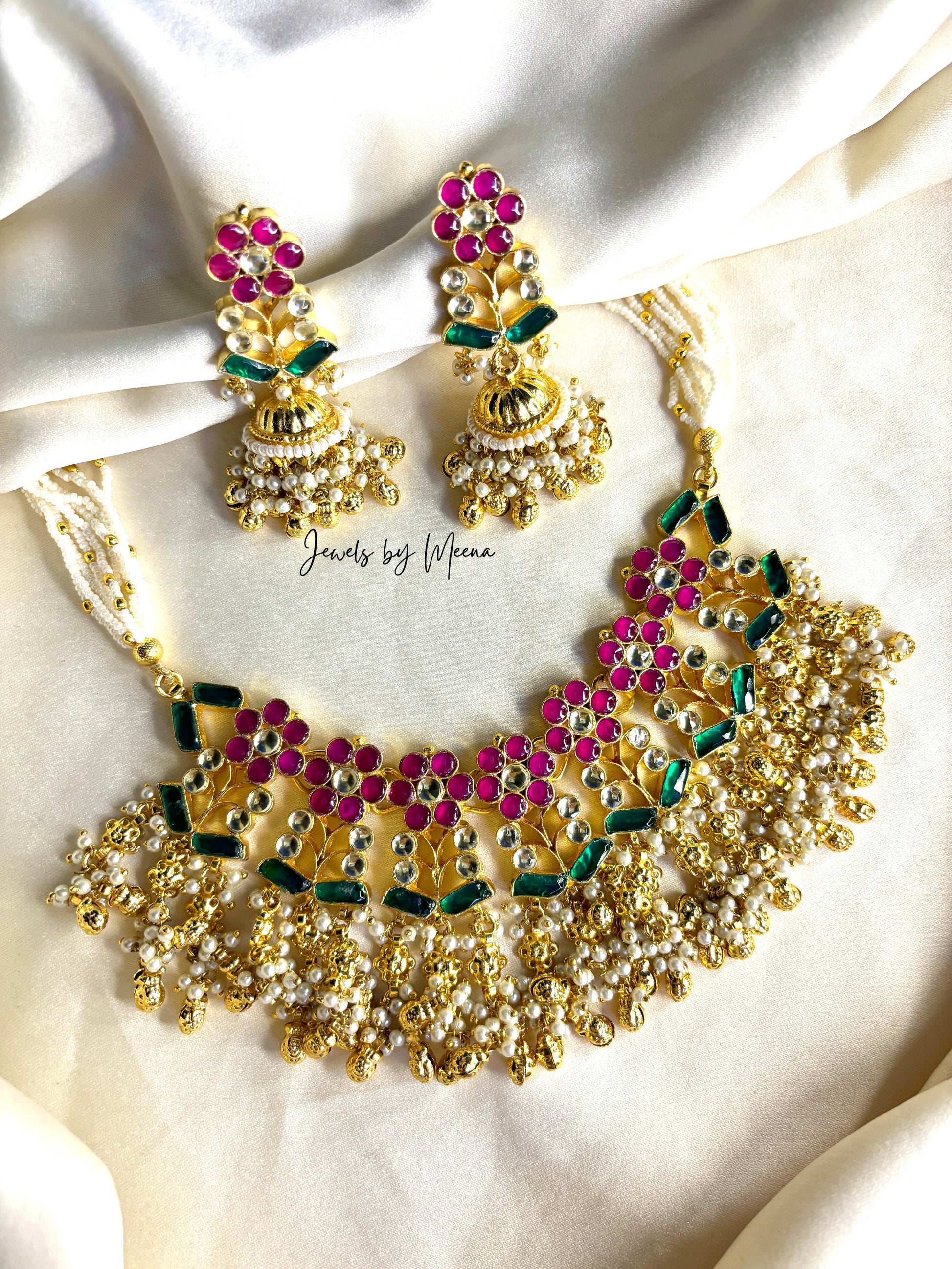 Grand Pachi Kundan Necklace - Jewels by Meena
