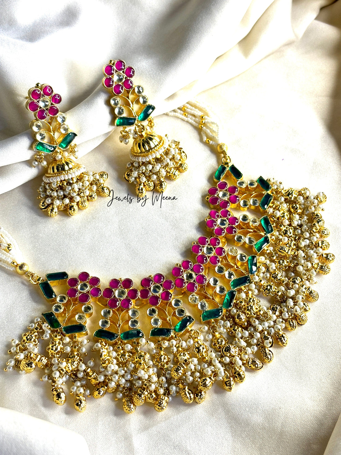 Grand Pachi Kundan Necklace - Jewels by Meena