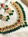 Pachi Kundan Necklace with Green Beads - Jewels by Meena