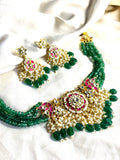 Emerald Pachi Kundan Choker Necklace - Jewels by Meena
