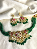 Emerald Pachi Kundan Choker Necklace - Jewels by Meena