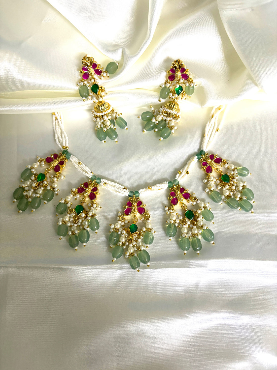 Pearl Chain with Butterfly Pendant Pachi Kundan - Jewels by Meena