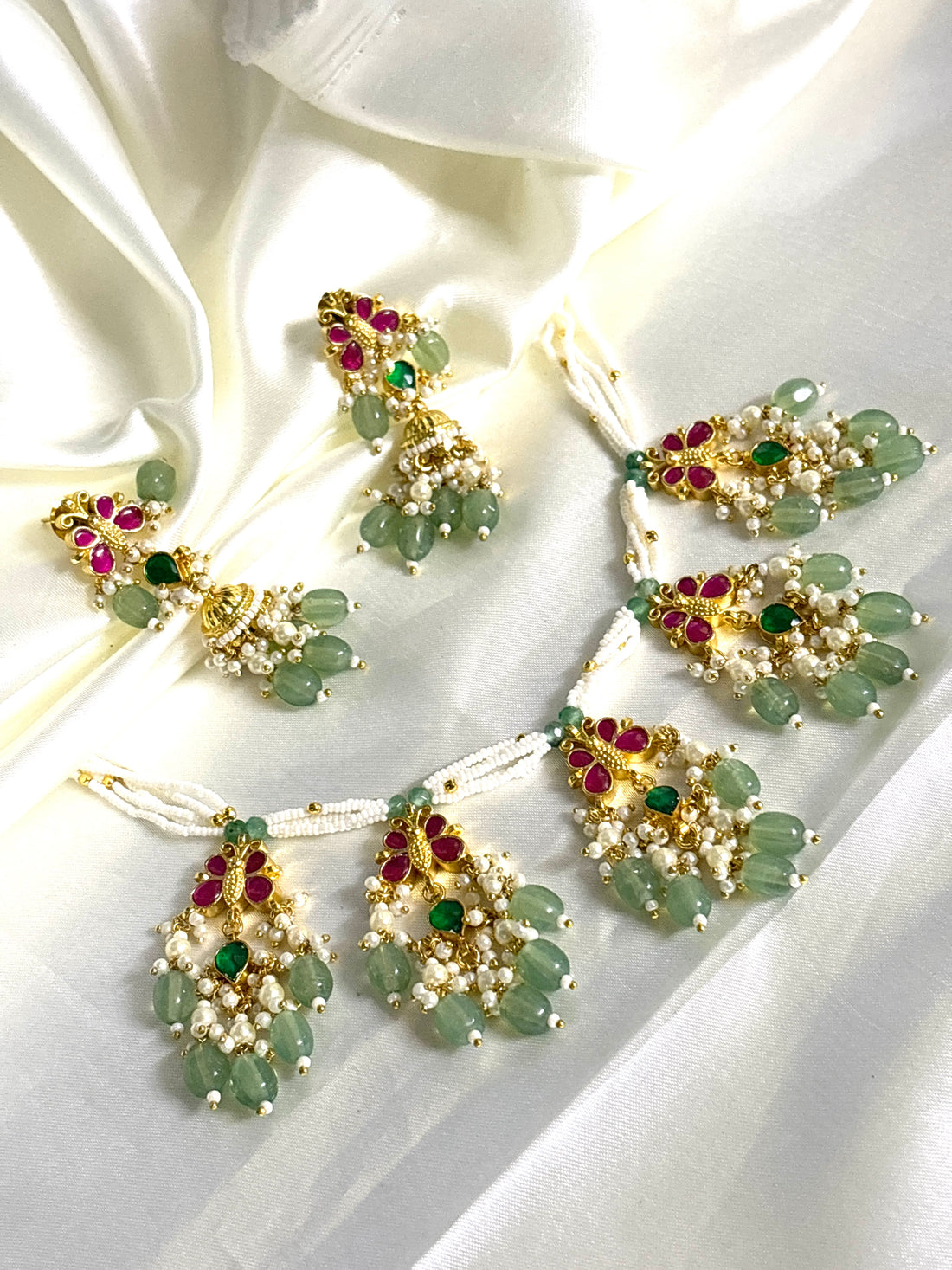 Pearl Chain with Butterfly Pendant Pachi Kundan - Jewels by Meena