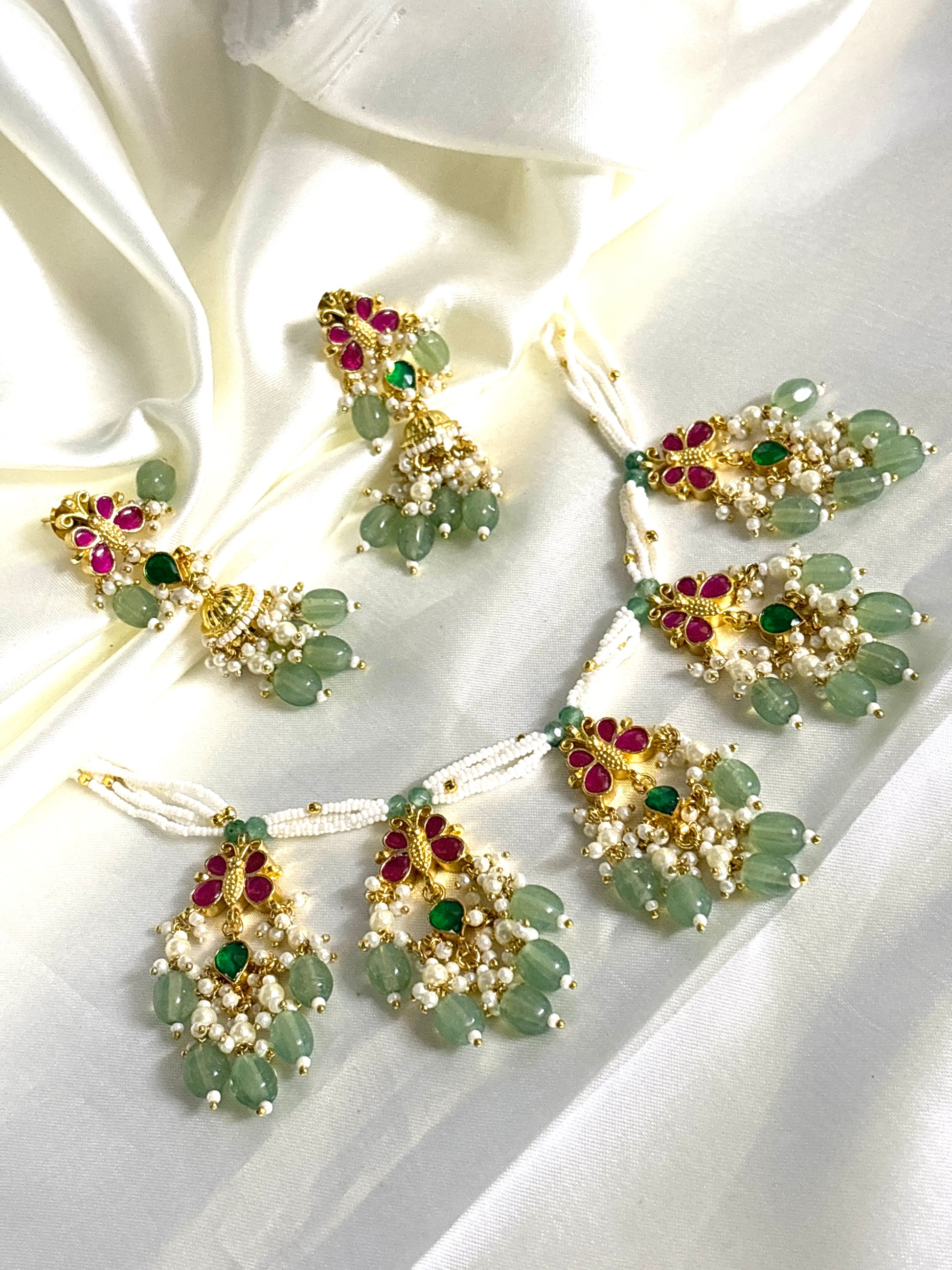 Pearl Chain with Butterfly Pendant Pachi Kundan - Jewels by Meena