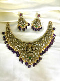 Temple Victorian Necklace in Purple Beeds - Jewels by Meena