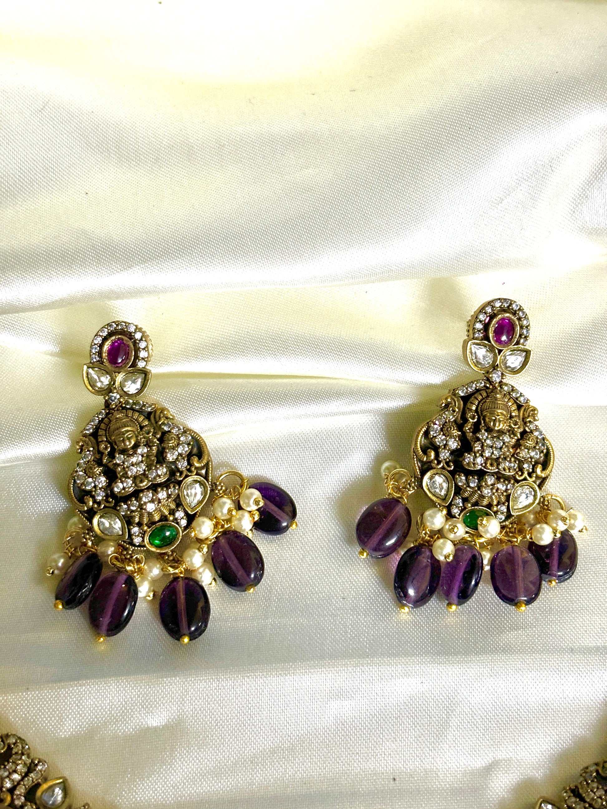 Temple Victorian Necklace in Purple Beeds - Jewels by Meena
