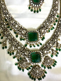 Bridal Royal Victorian Double Layer Haaram (Green) - Jewels by Meena