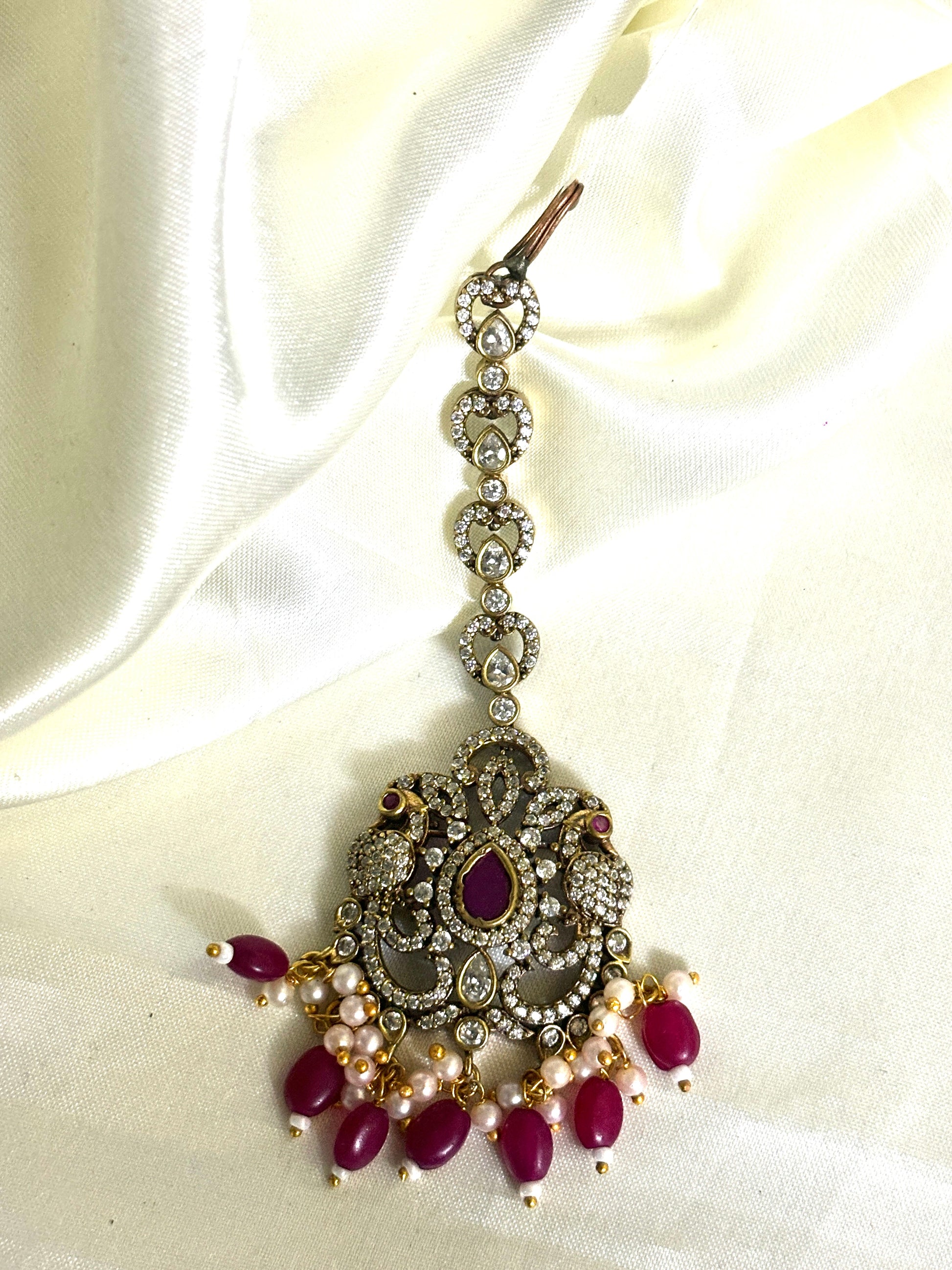 Peacock Victorian AD Maangtikka - Jewels by Meena