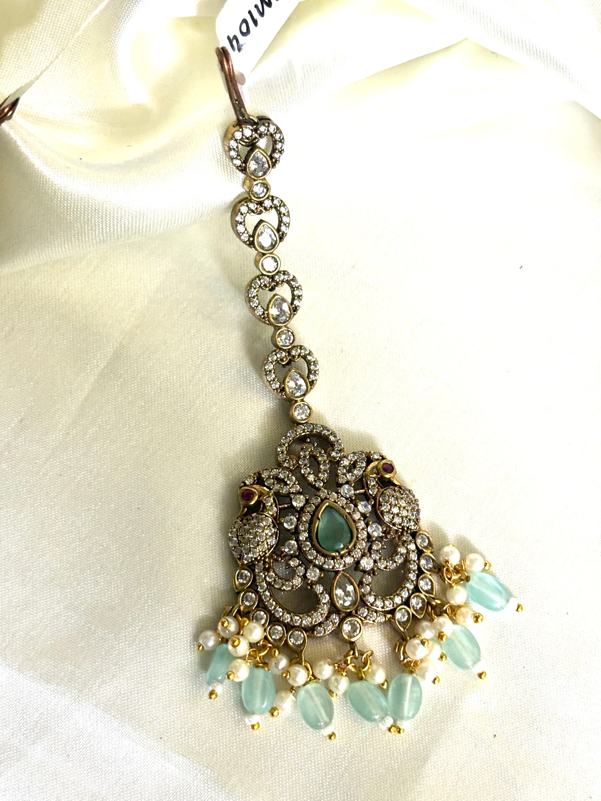 Peacock Victorian AD Maangtikka - Jewels by Meena