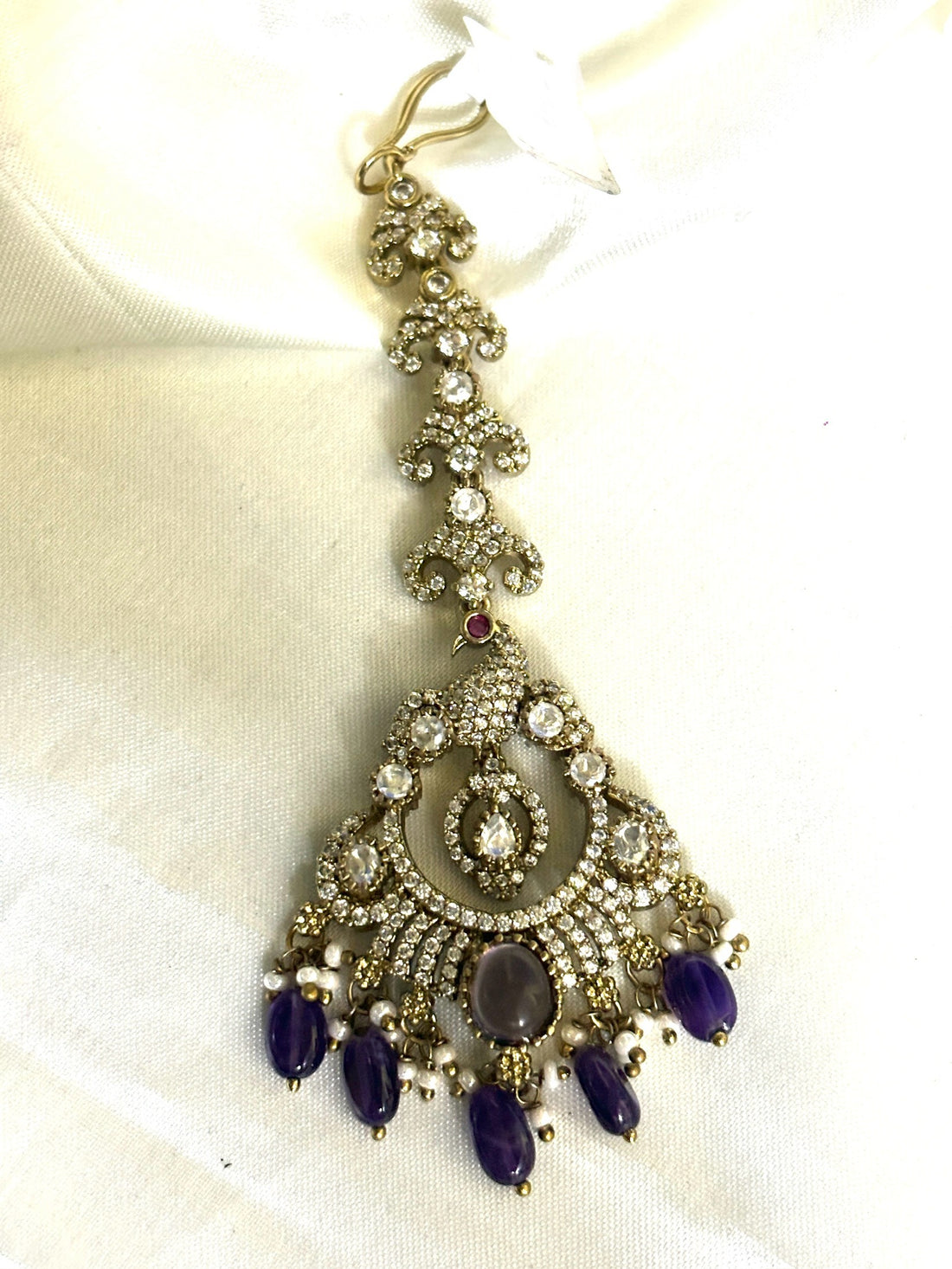 Peacock Victorian Moissanite Maangtikka - Jewels by Meena