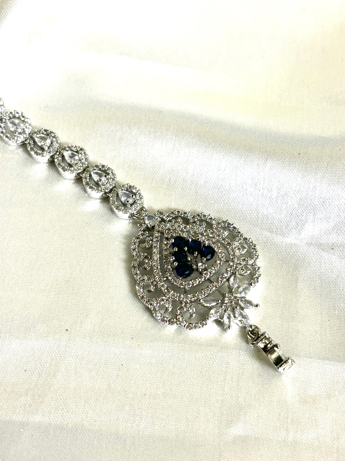 American Diamond Blue Maangtikka - Jewels by Meena
