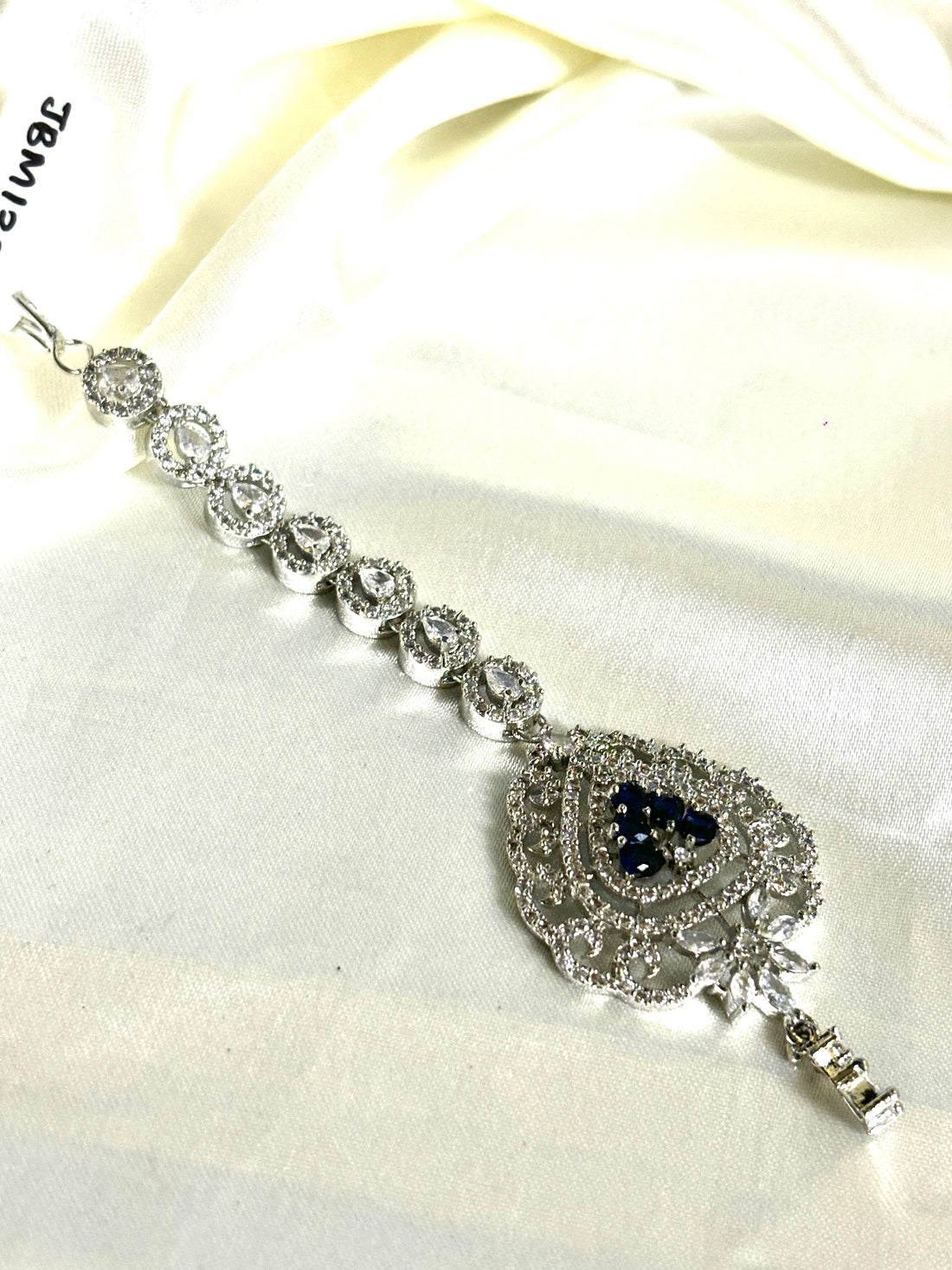 American Diamond Blue Maangtikka - Jewels by Meena