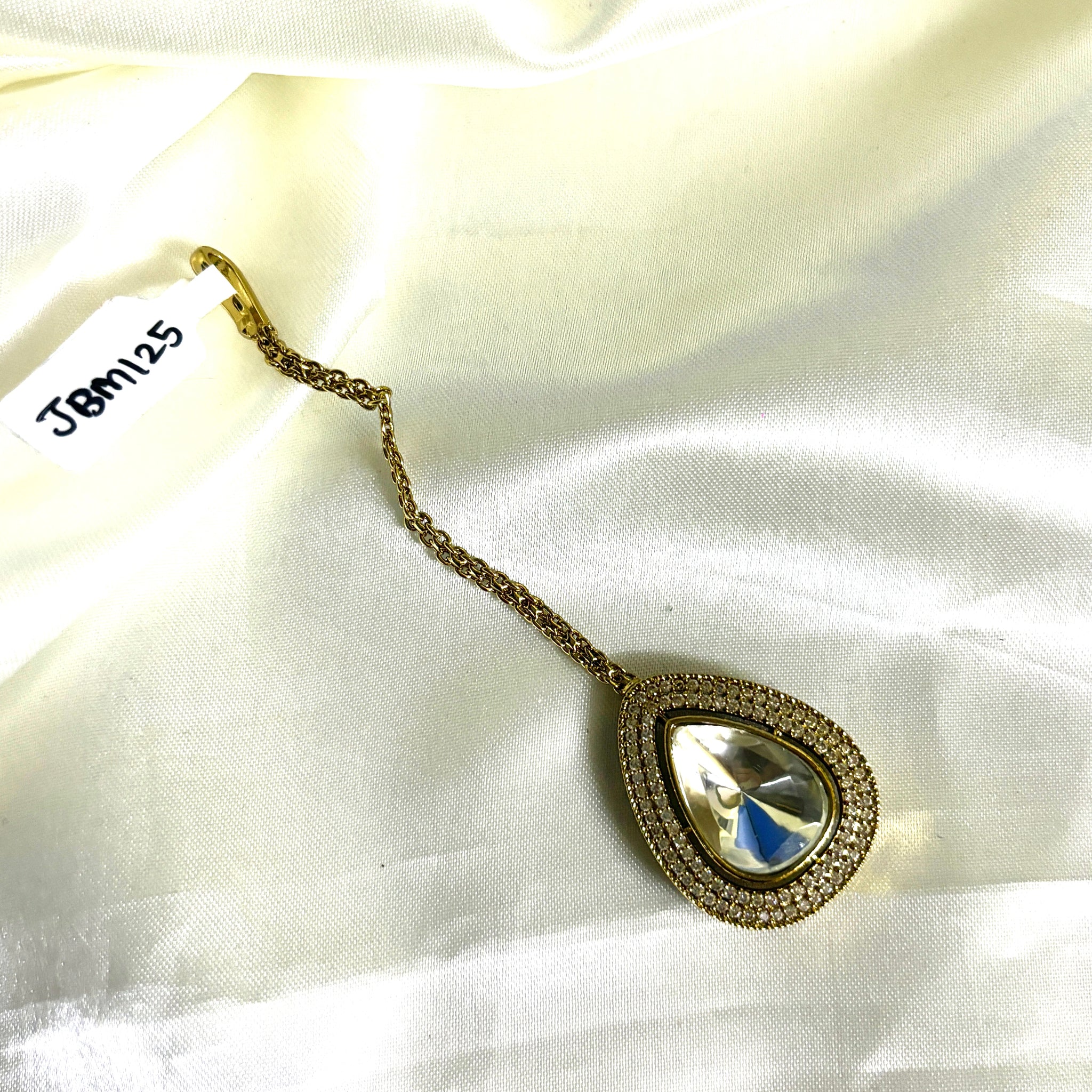 Minimal Polki Teardrop Maangtikka - Jewels by Meena