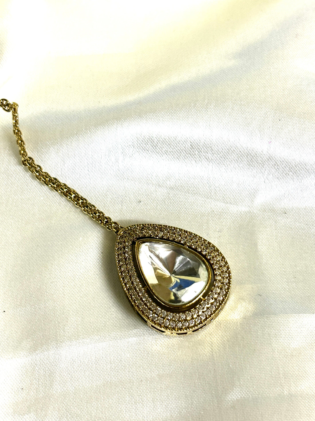 Minimal Polki Teardrop Maangtikka - Jewels by Meena